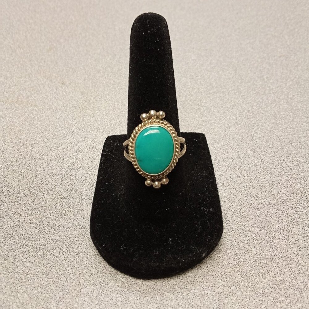 Sterling Silver  Turquoise Ring Sz. 7 Handcrafted  By Native American Artisan